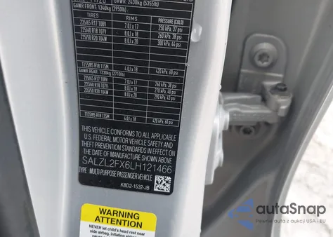 2020 Land Rover Range Rover Evoque First Edition z USA, uszkodzony, nr VIN SALZL2FX6LH121466